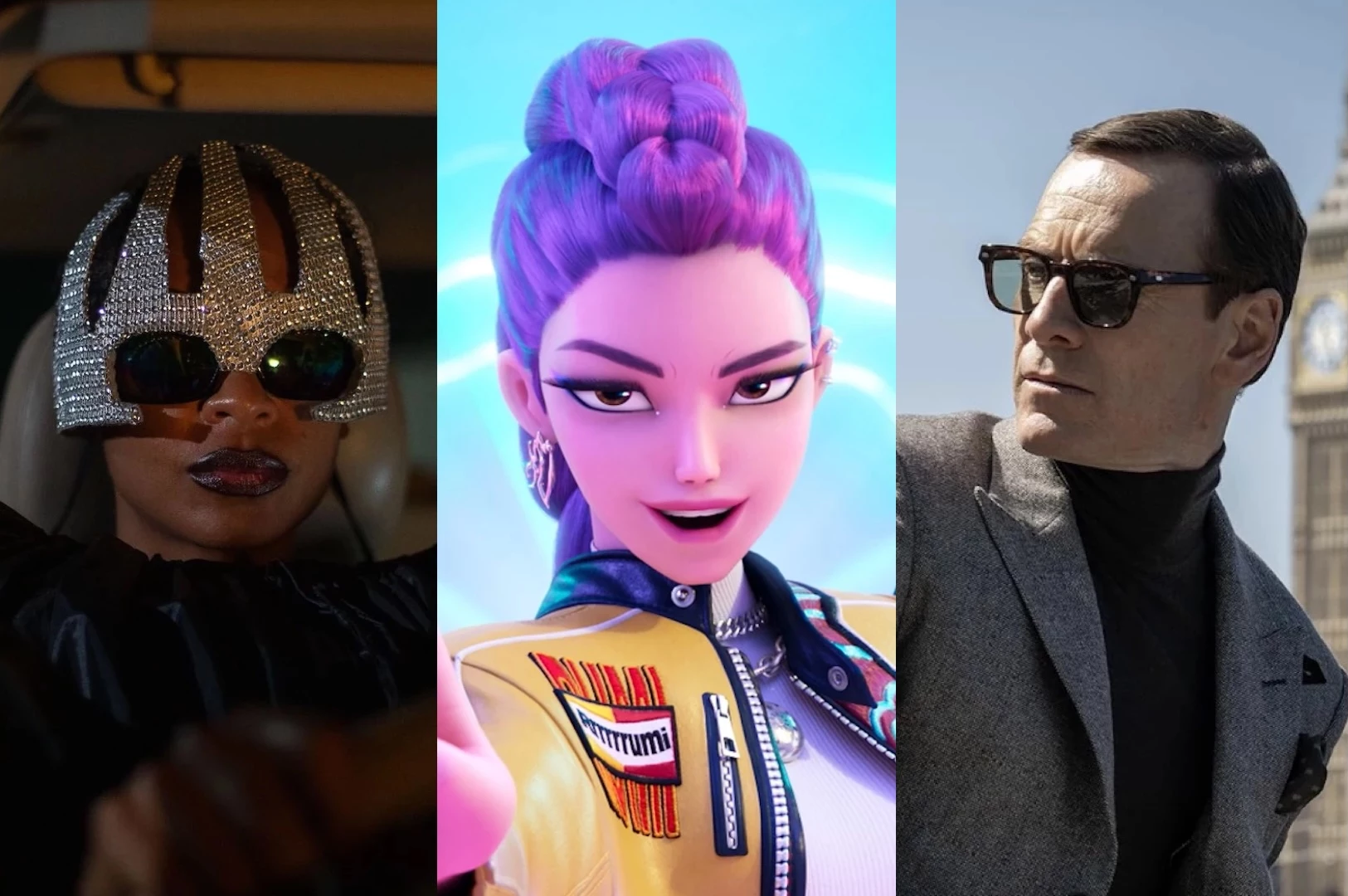 Tres personajes variados en estilo y contexto.